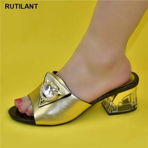 New Arrival Women Slipper Elegant Italian Women Sandals Shoes for Parties African Wedding Low Heels Slip on Women Pumps Shoes