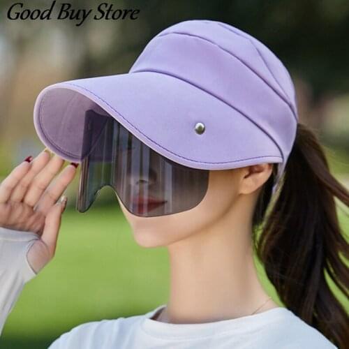 Women Outdoor Sun Hats With Glasses UV Protection Caps Beach Sunscreen Sunglasses Visors Cap Breathable Cotton Sports Hat Female
