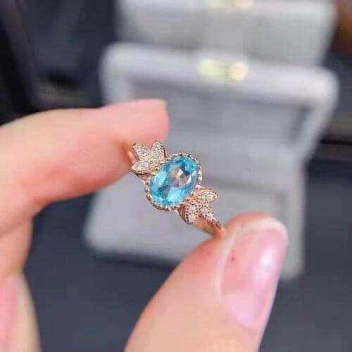 High-Quality Topaz/Apatite Fashion S925 Sterling Silver Women‘s Ring Charming Fine Jewelry Hot Sale MeiBaPJFS