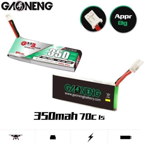 1/2Pcs GAONENG GNB 1S 350mAh 3.8V Max 140C HV Lipo Battery PH2.0 Plug for BetaFPV 65S UK65 Blade Inductrix UR65 Tiny Whoop Drone