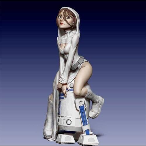 1/24 75mm 1/18 100mm Resin Model Kits Girl and Robot Figure Unpainted No Color RW-164