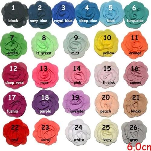 100pc/lot 2.4 inch Rolled Rosette Chiffon Flowers, For Headbands 3d Fabric Flowers for Girls Headband Hair Accessories