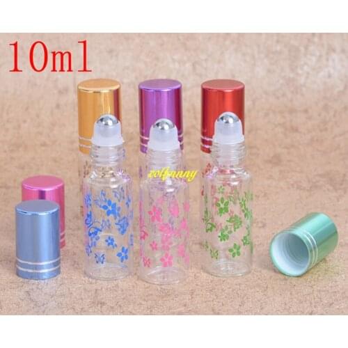 2000pcs/lot 10ML Essential Oil Roller Bottles With Stainless steel & Glass Roll On ball Butterfly Printing Perfume Bottle