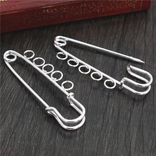 5pcs/lot 50*15mm Brooches Findings Bright Silver Plated Brooch Pins Supplies for Jewelry Accessories cameo setting charms-S4-01