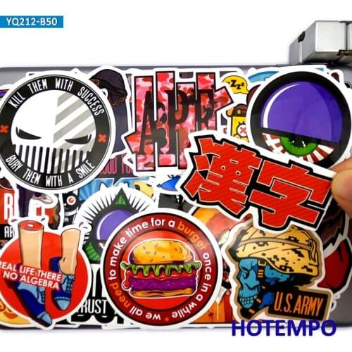 50pcs Mixed Art Graffiti Cool Pattern Style Waterproof Stickers Pack for DIY Laptop Suitcase Phone Case Skateboard Bike Moto Car