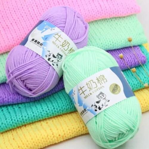 90-100M, 50g Yarn Milk Cotton Crochet Yarn Anti-Pilling Fine Quality Hand Knitting Thread For Cardigan Scarf Hat Sweater Doll