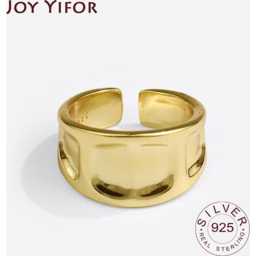 925 Sterling Silver Charming Irregular Chain Geometric Rings Gold Open Rings For Women Men Wide Gold Party Gifts Accessories