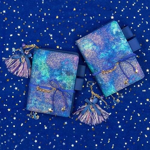 A6 A5 starry sky brief creative trend kawaii Notebook planner PU leather Unique Pendant Journal Gift traveler Notepad 2021
