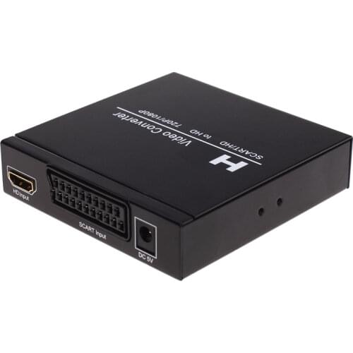 HD 1080P Digital Converter audio Video Converter SCART to HDMI-compatible w/ EU US Power Plug Adapter For Sky Box STB DVD HDTV