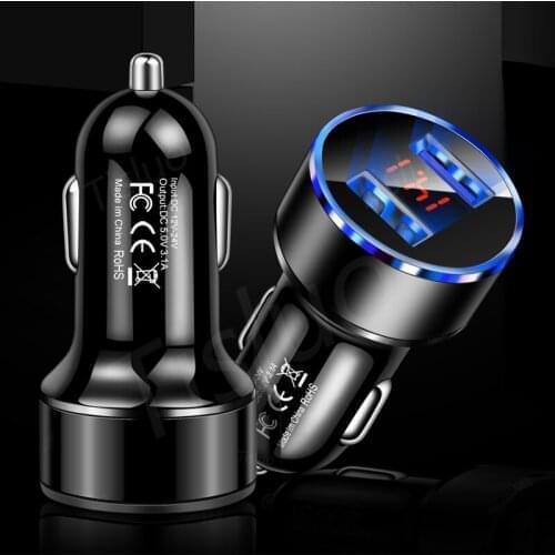 3.1A Dual USB Car Charger 2 Port LCD Display 12-24V Cigarette Lighter Socket for Subaru Forester Outback Legacy Impreza XV BRZ