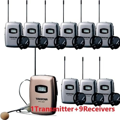 Takstar WTG900 Wireless Guide / Talkback System 780-850MHZ use for Travelling synonous translation 1 transmitter + 9 Receivers
