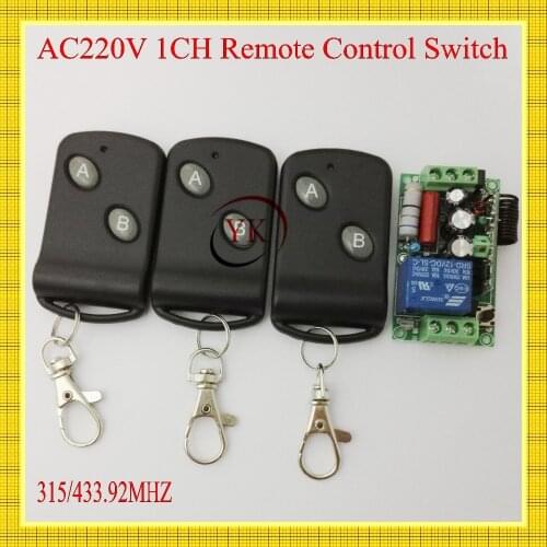 220V 10A 1000W Load RF wireless remote control switch (receiver) 4remote control (transmitter) Latched add transmiter freely