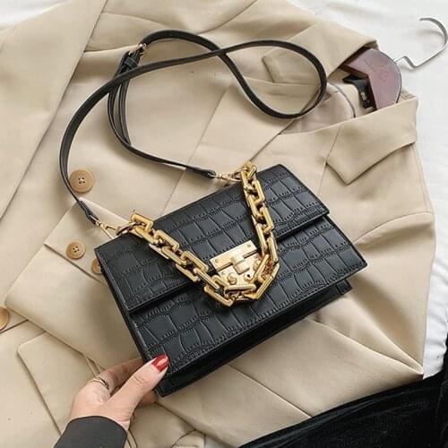 Brand Crossbody Bags for Women Vintage Leather Handbags High Quality Chains Shoulder Bag Female Stone Pattern Messenger Bags Sac