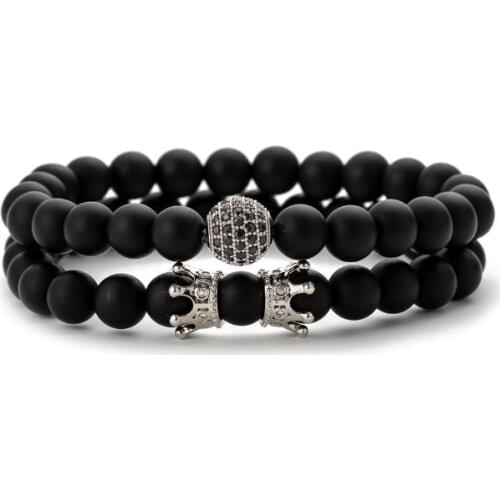 Crown 8mm bohemian multicolor Agate beads Chakra Reiki Buddha Yoga Bracelet elastic adjustable Volcanic Stone Bangles uihj354