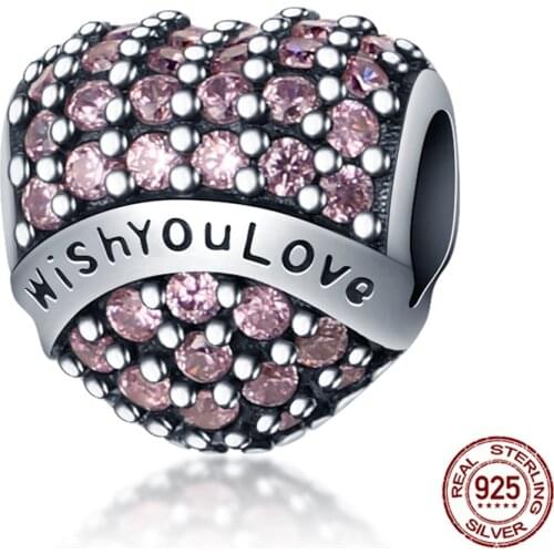 Genuine 925 Sterling Silver Beaded Love Heart Pendant Fit Original 3mm Bracelet&Bangle Making Fashion DIY Jewelry For Women