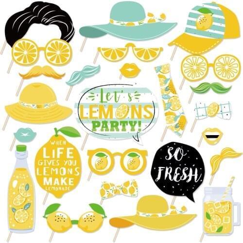 Summer Fresh Fruit Party Photobooth Props Kids Birthday Party Supplies Lets Lemon Party Photobooth Props DIY Party Decorations