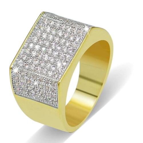 Size 8-13 New Arrival High Quality Luxury Jewelry 10KT Yellow Gold Filled Pave Setting Full 5A Zirconia Men Wedding Finger Ring