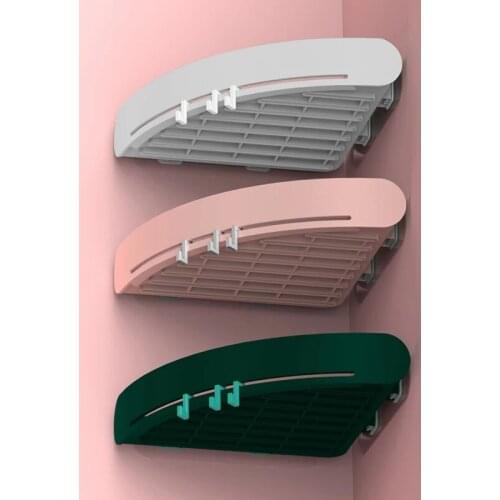 Plastic Punch-free Bathroom Shelf Wall-mounted Organizer Snap Up Corner Shelf Shampoo Holder Shelf For Bathroom Equipment