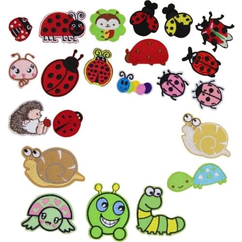 New arrival 10 pcs worm beetles turtles Embroidered patches iron on badge Motif hat bag garment shoe phone Applique accessory