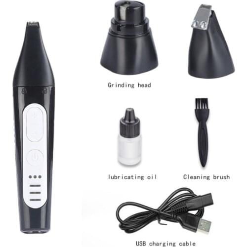 Professional Pet Dog Hair Nail Trimmer Animal Grooming Kit USB Rechargeable Electric Low-Noise Multi-function Clippers Scissor
