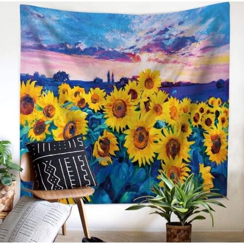 Psychedelic Beautiful Sunflower Sun Flower Wall Tapestry Indian Hippie Wall Art Decoration