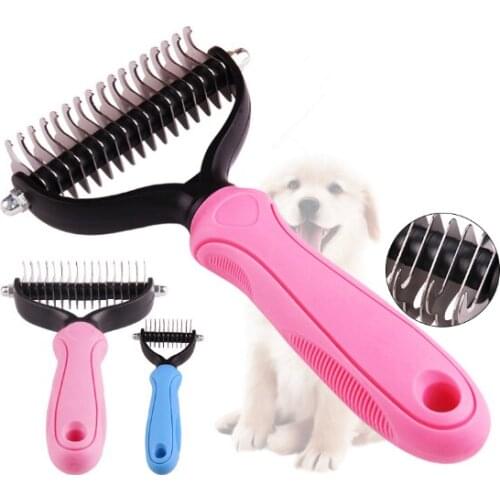 Hair Removal Comb for Dogs Cat Detangler Fur Trimming Dematting Deshedding Brush Grooming Tool For matted Long Hair Curly Pet