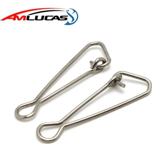 Amlucas 50pcs Stainless Steel Fishing swivels Hooked Snaps Fishing Hook Line Connector sea Swivel Rolling Snap Size 0-8 WE291