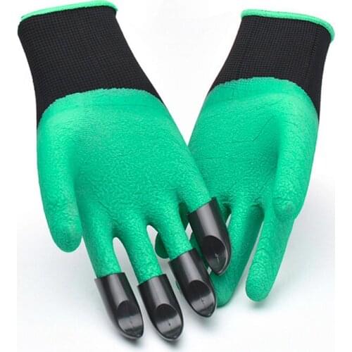 4 Hand Claw Garden Rubber Gloves Gardening Digging Planting Durable Waterproof Nitrile Work Glove Outdoor Gadgets