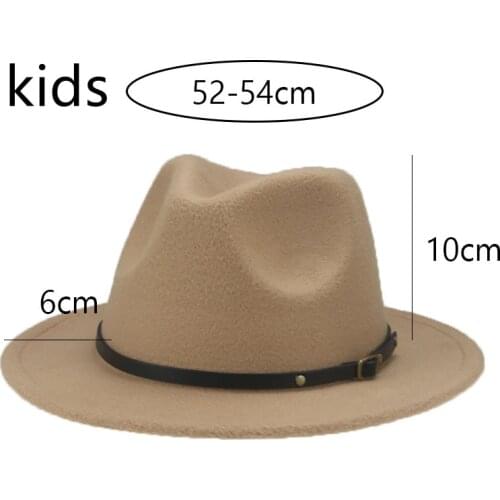 Hats for Women Kids Child Small 52cm Solid Belt Kids Fedora Formal Dress Wedding Camel Black Child Fedora Hat Sombreros De Mujer