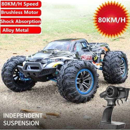 70KM/H High Speed Brushless Motor RC Racing Car Alloy 2.4G Rock Crawel Climbing Buggy Off Laod Car Toys With 3 Battery Boy Gifts