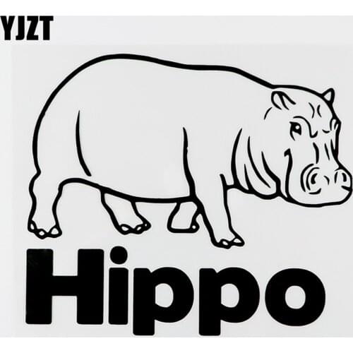 YJZT 16.6CM×14.1CM Funny Animal Hippo Vinyl Car Window Sticker Decal Black/Silver 8C-0260