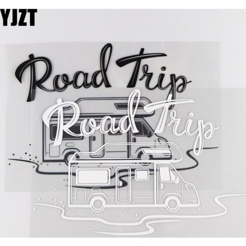 YJZT 24.7×16.9CM Road Trip Car Sticker Word Decor Personality Cartoon Vinyl Decal Black/Silver 4C-0304