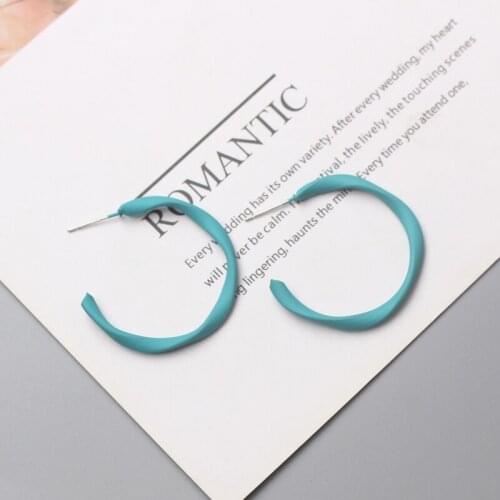 S925 Post Candy Color Metal Round Hoop Earrings Female Simple C-Type Design Wedding Party Jewelry Gift