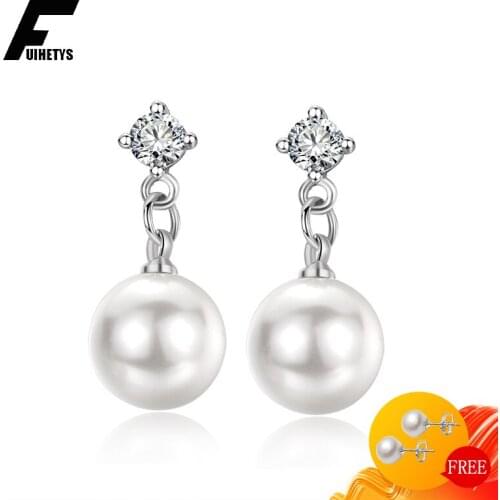 BaliJelry Trendy Women Earrings 925 Silver Jewelry Pearl Zircon Gemstone Drop Earrings Accessories for Wedding Engagement Party