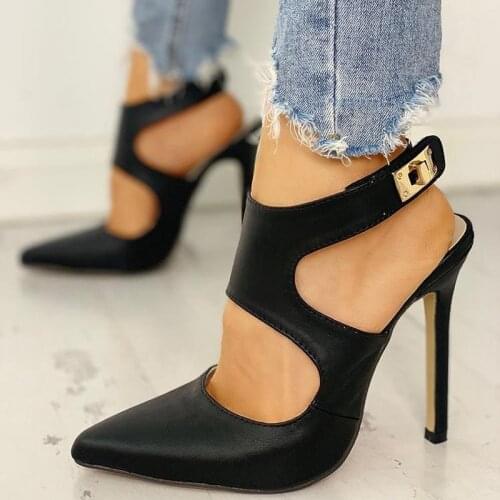 Summer Pumps Women Sandals Shoes Fashion Party Pointed Toe High Heels Ladies Hollow Out Shoes Stiletto Heel Plus Size Woman
