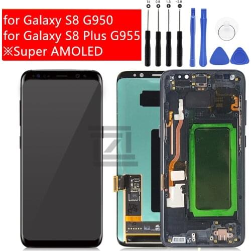 For Samsung Galaxy S8 lcd g950 s8 plus display Touch Screen Digitizer Assembly +frame s8 screen replacement Repair Spare Parts