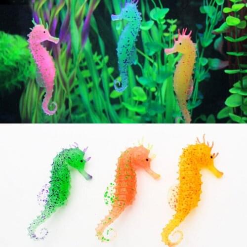 1pcs Silicone Artificial Seahorse Luminous Fish Tank Decoration Aquarium Seahorse Landscaping Ornaments Underwater Pet Supplies