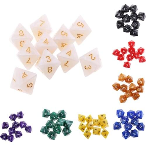 10pcs 8 Sided Plastic Polyhedral Dice Set Numeral Dices Table Board Game Accessories for Dungeons & Dragons