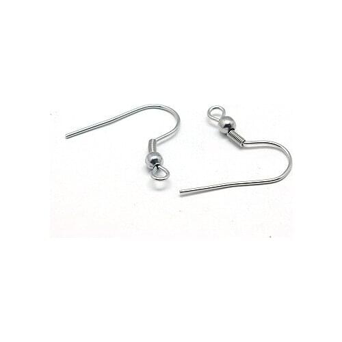 1000pcs 20x19.5mm Stainless Steel Earring Hooks for Jewelry Making DIY Accessories, Hole: 2mm, Pin: 0.7mm