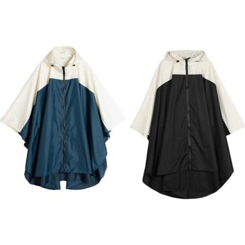 2Pc Waterproof Raincoat Riding Travel Outdoor Poncho Long Rain Jacket w/ Pockets