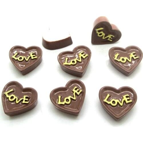 20Pcs Coffee Resin Heart Decoration Crafts Flatback Cabochon Scrapbooking Fit Hair Clips Embellishments Beads Diy