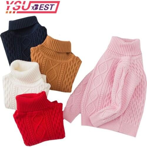 2020 Knitted Sweater Baby Girl Winter Clothes Boys Pullover Turtleneck Knitted Sweater Kids Casual Warm Sweaters Baby Clothes