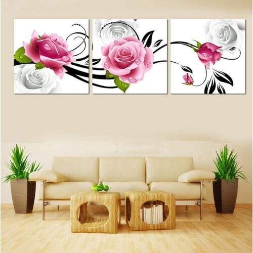 3 Pcs/Set p Unframed Pink Flower Hot Sell Modern The Family Decor Print Mass Painting On Canvas Wall Art Picture Free Shipping