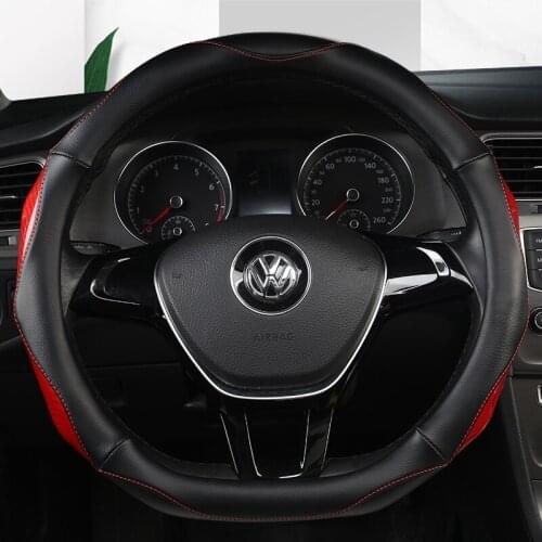 38CM D Shape Car Steering Wheel Cover Leather for Golf K3 POLO JATTA Suzuki Swift Nissan Rogue 2017 2018 2019 2020