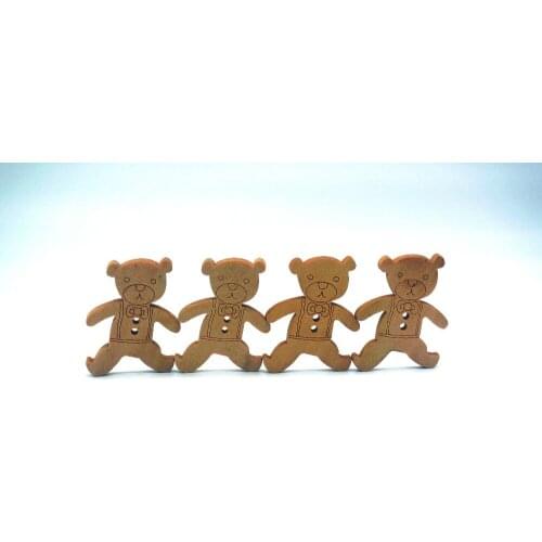 50PCS 2-Holes Garment Bear Wooden Decorative Buttons Fit DIY Sewing scrapbooking accessories crafts