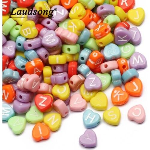 Mixed Candy Color Love Heart Letter Acrylic Beads Loose Spacer Alphabet Beads For Jewelry Making DIY Handmade Necklace Supplies