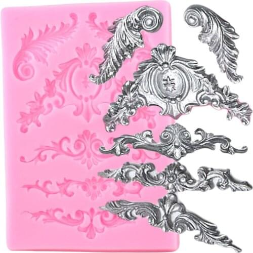 Baroque Scroll Relief Lace Cake Border Silicone Mold Cake Decorating Tools Cupcake Chocolate Gumpaste Mould Candy Resin Moulds