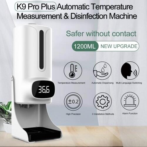 2 in 1 K9 pro plus Non-contact Digital Infrared Thermometer Hand Washing Free Sanitizer 1200ml Soap Dispenser Machine Termometro
