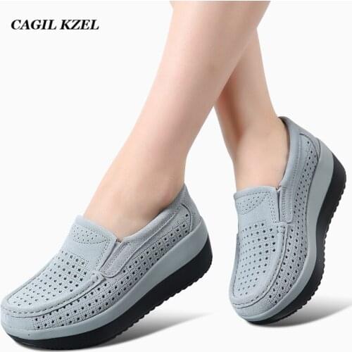 CAGILKZEL Summer Women Flats Platform Loafers Ladies Elegant Genuine Leather Moccasins Shoes Woman Slip On Casual Womens Shoes
