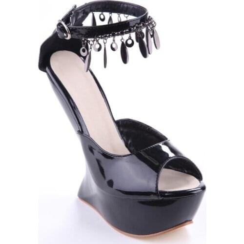 Carpaton Summer Platform Wedge Sandals Peep Toe Ankle Strap Woman Shoes Sexy Cutouts Strange Heels Party Dress Shoes